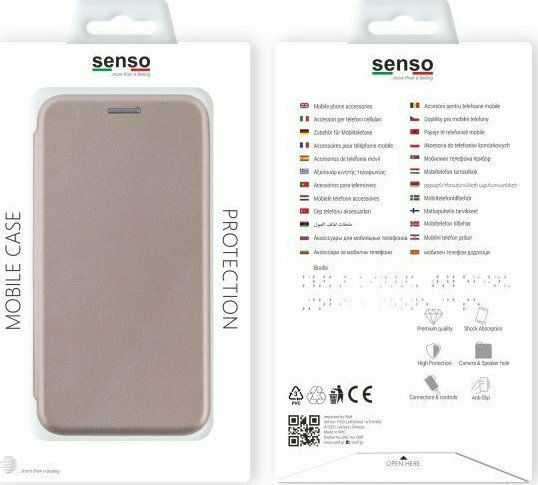 Senso Oval Stand Book Synthetic Leather Gold (Galaxy J4+)