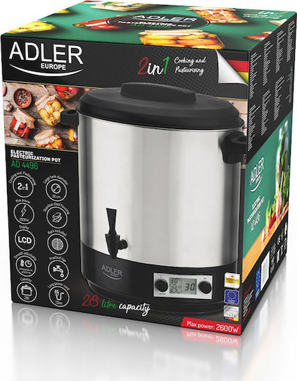 Adler Jar Sterilizer for Jars 2600W with Capacity 28lt Silver
