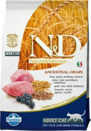 Farmina N&D Ancestral Grain Blueberry Adult Dry Food with Few Grains for Adult Cats with Lamb 1.5kg