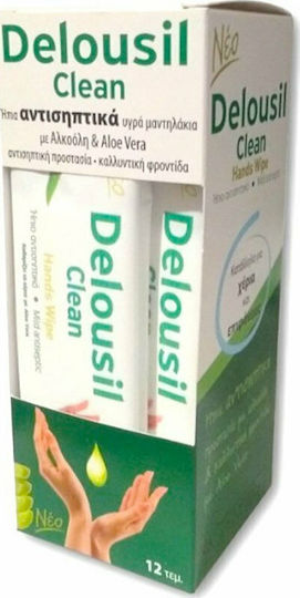 Delousil Clean Dezinfectante Servetele Pentru mâini 12buc Aloe Vera