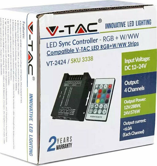 V-TAC VT-2424 Безжичен Димер и контролер за RGB и RGBW RF с дистанционно управление 3338