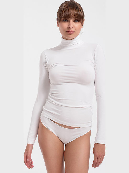 Women's Long Sleeve Turtleneck T-Shirt White