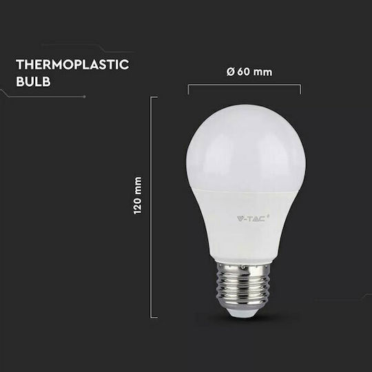 V-TAC VT-2112 Λάμπα LED 11W 120mm για Ντουί E27 και Σχήμα A60 Φυσικό Λευκό 1055lm