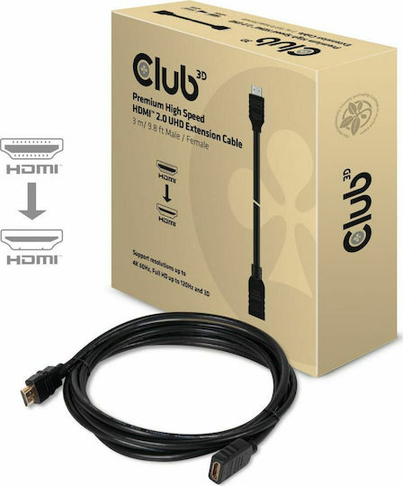 Club3D HDMI 2.0 Premium High Speed 4K 60Hz HDR Cable HDMI male - HDMI female 3m Μαύρο
