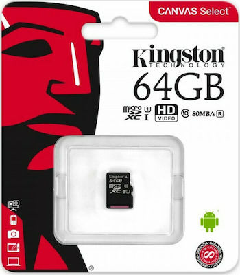 Kingston Canvas Select microSDXC 64GB Clasa 10 U1 UHS-I