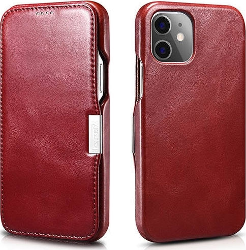 iCarer Vintage Series Book Leather / Synthetic Leather Red (iPhone 12 / 12 Pro)