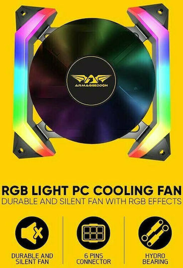 Armaggeddon TX SPY-14 Case Fan 140mm (1100rpm / 31.34cfm) with ARGB Lighting and 6-Pin Connection