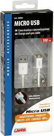 Lampa Blue Line 1m Regular USB 2.0 to micro USB Cable White (L3888.4)
