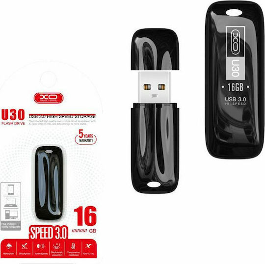 XO U30 16GB USB 3.0 Stick Μαύρο