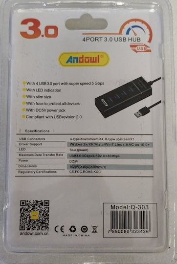 Andowl Hub 4 Porturi USB 3.0 cu Conectare USB-A