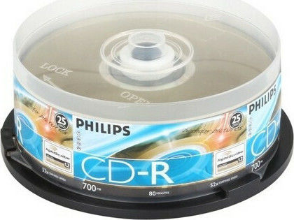 Philips Εγγράψιμα CD-R 52x 700MB Cake Box 25τμχ