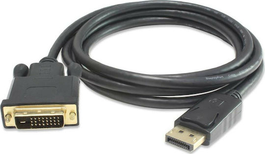 De Tech 1.8m DVI-D male to DisplayPort male Cable Black (18276)