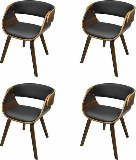 Dining Room Artificial Leather Armchair Coffee 53x52x70cm 4pcs