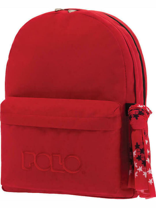 Polo Double Scarf Ghiozdan De Spate Școala Gimnazială- Liceu Cu Husă Pentru Sticlă De Apă Roșu 27 Litri 30 X 24 X 42 Cm 2020
