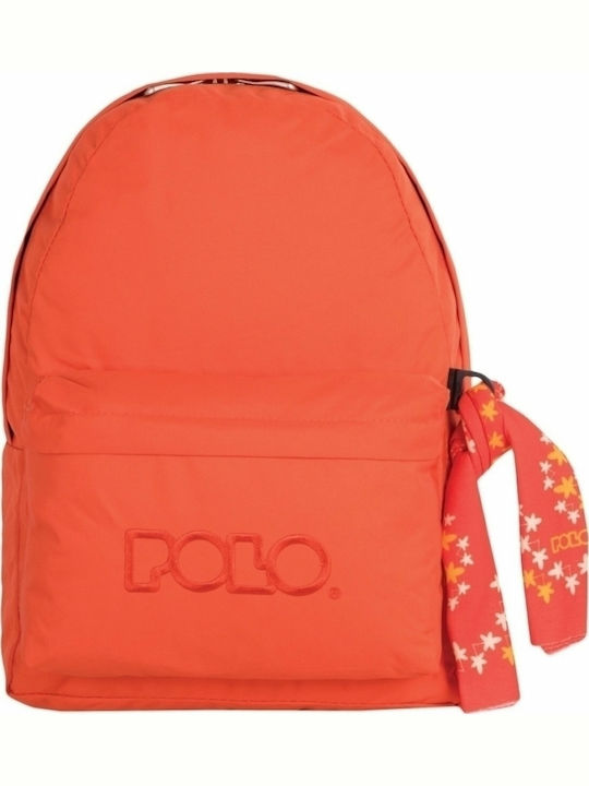 Polo Original Double Scarf Σχολική Τσάντα Πλάτης Γυμνασίου - Λυκείου Orange με Θήκη για Παγούρι 27lt 2021