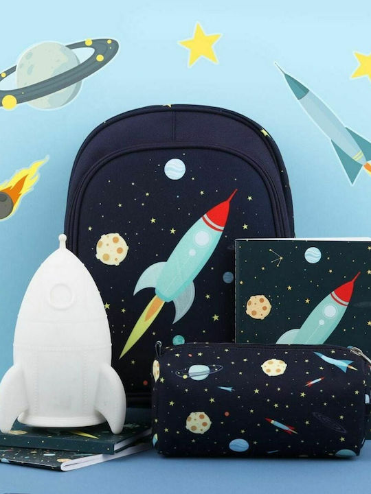 A Little Lovely Company Space Σχολική Τσάντα Πλάτης Νηπιαγωγείου Μπλε 13lt