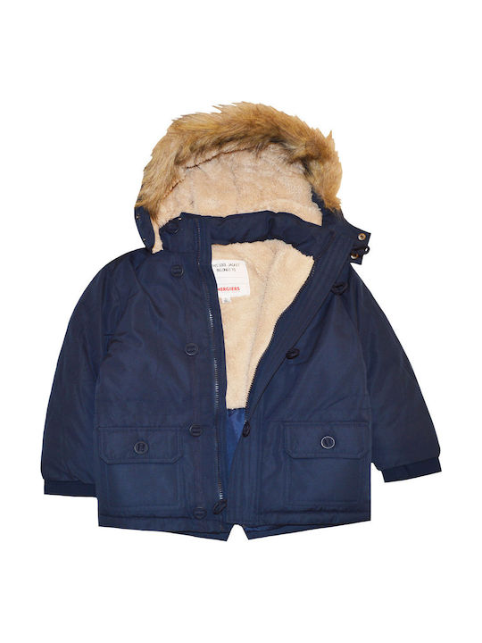 Energiers Kids Parka Long with Lining & Protection Hood Navy Blue