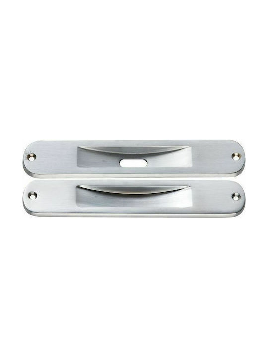 Zogometal Χρώμιο Ματ Recessed Door Flush Handle 219 178mm (Hole Centers 162mm)