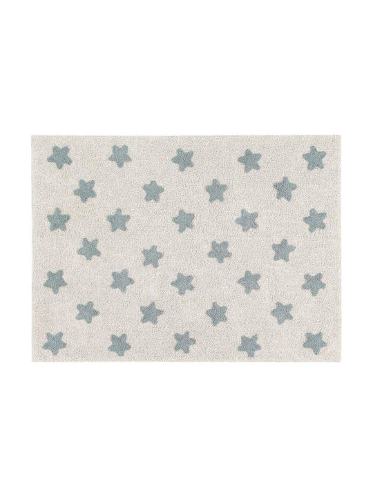 Lorena Canals Handmade Kids Rug Stars Cotton 120x160cm Stars Vintage Blue