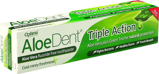 Optima Naturals AloeDent Triple Action Οδοντόκρεμα Χωρίς Φθόριο για Λεύκανση , Τερηδόνα , Ουλίτιδα & Πλάκα με Αλόη 100ml