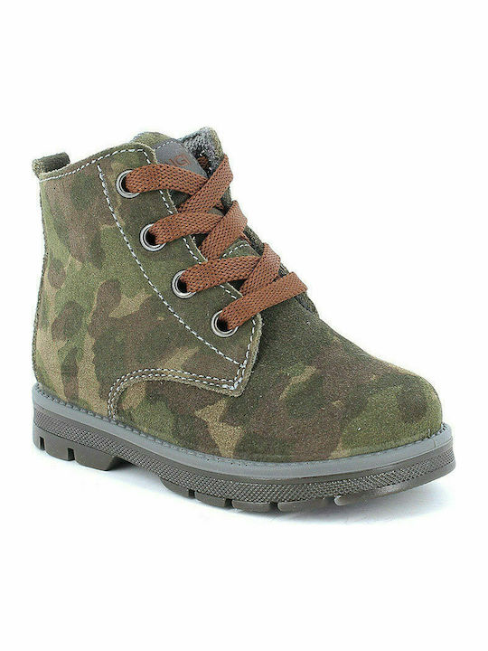 Primigi Kids Suede Anatomic Boots with Zipper Khaki