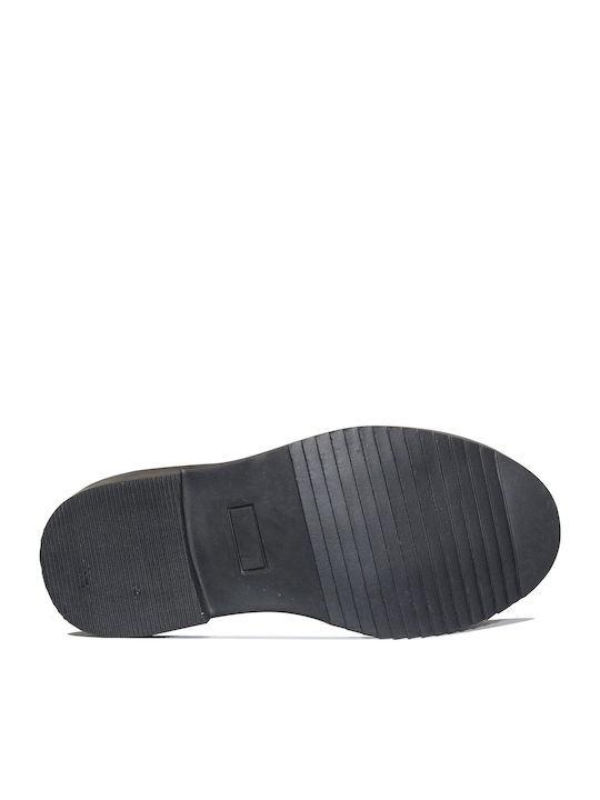 Lederne Kinderstiefel mit Schnürsenkeln Schwarz