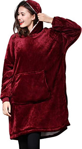 Ontel Huggle Plush Blanket Sherpa with Sleeves 70x90cm Red