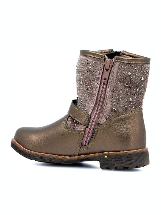 Kids Boots with Zipper Gold