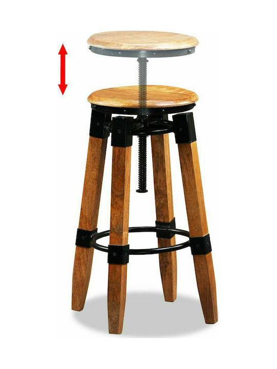 Stool Bar with Adjustable Height Mango wood 2pcs 35x35x75cm