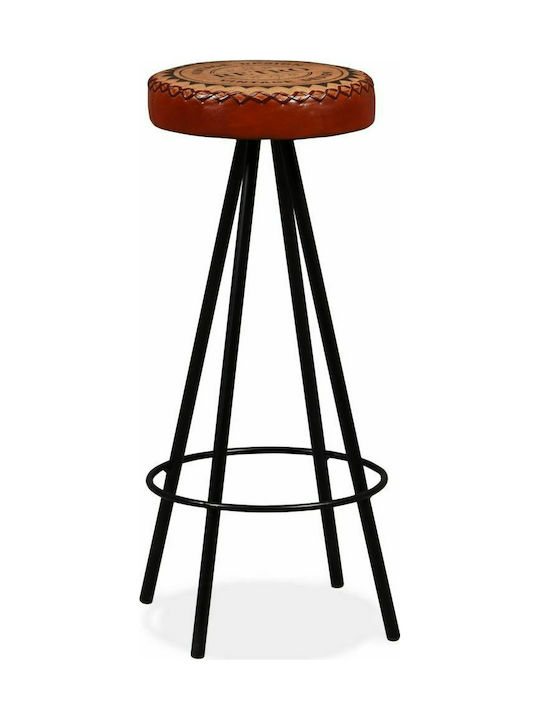 Stool Bar Leather Brown / Black 2pcs 30x30x76cm