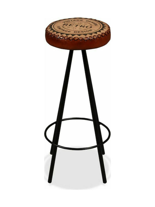 Stool Bar Leather Brown / Black 2pcs 30x30x76cm