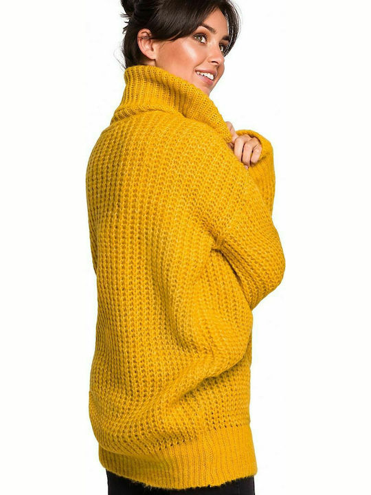 BE Knit BK030 Women's Long Sleeve Sweater Turtleneck Honey