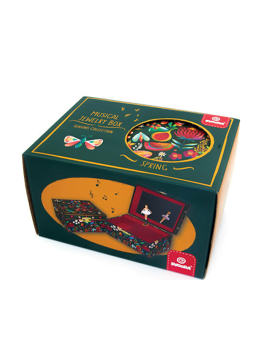 Svoora Wooden Jewellery Music Box with Mirror 15x8.5x11cm
