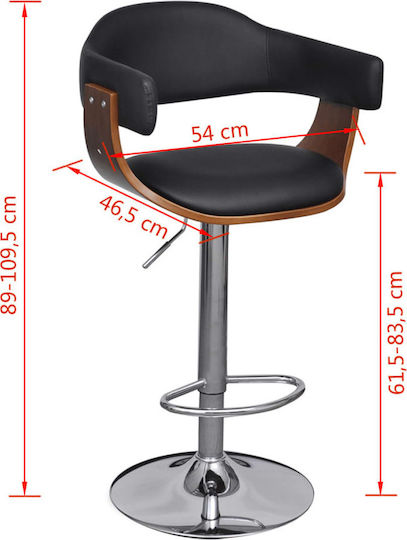 Scaune Bar cu Spătar & Înălțime Reglabilă Negru / maro 2buc 54x46.5x89-109buc