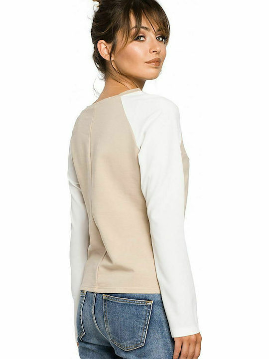 BeWear B047 Damen Bluse Baumwolle Langärmelig Beige