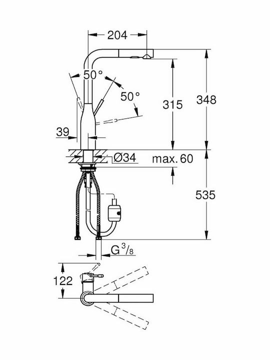 Grohe Essence Kitchen Faucet Counter with Pull-Out Spray Brushed Warm Sunset
