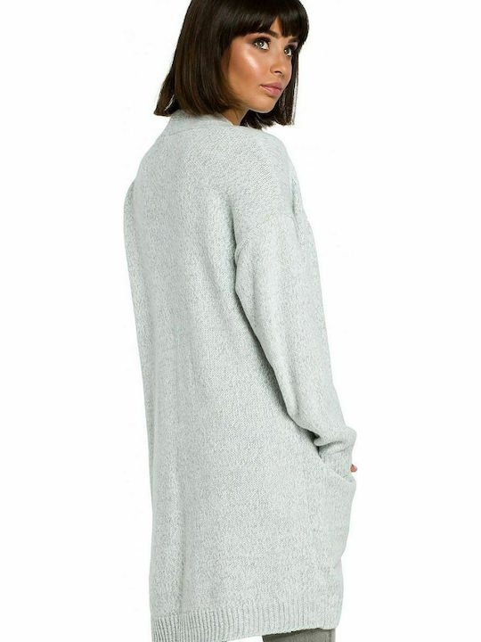 BE Knit BK001 Long Women's Knitted Cardigan Gray