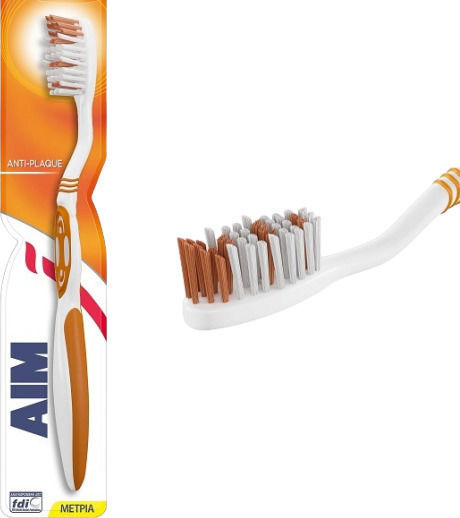 AIM Anti-Plaque Οδοντόβουρτσα Medium Πορτοκαλί