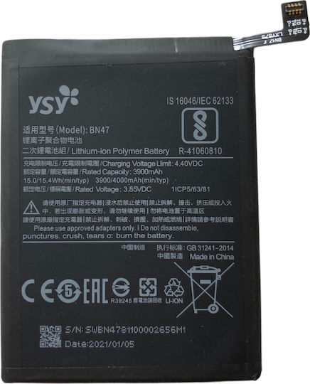 YSY BN47 Baterie compatibilă de înlocuire 3900mAh pentru Xiaomi Mi A2 Lite