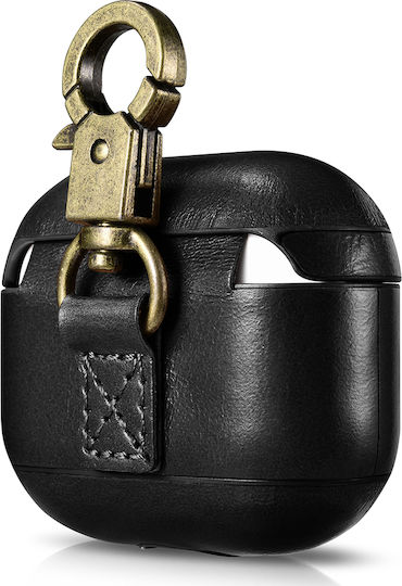 iCarer Vintage with The Hook Leather Case with Keychain Black for Apple AirPods 3