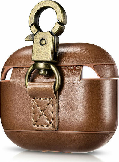 iCarer Vintage Leather Case with Keychain Brown for Apple AirPods 3