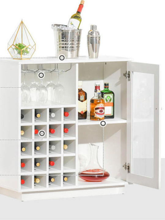 HomCom Freistehend Weinkeller Hölzernes Weiß 80x36x85εκ.