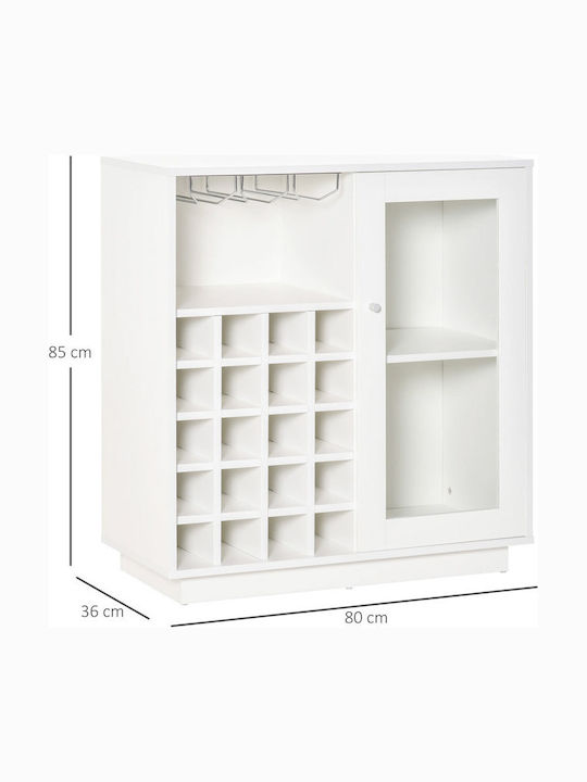 HomCom Freistehend Weinkeller Hölzernes Weiß 80x36x85εκ.
