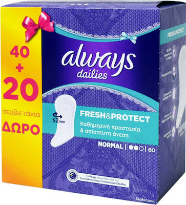 Always Dailies Fresh & Protect Normal Slipeinlagen für Normaler Fluss 2 Tropfen 40Stk & 20Stk