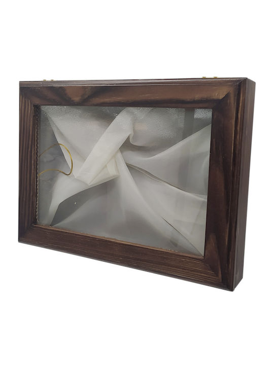 Korres Craft Country Wall-Mounted Rectangle Wedding Crown Case Wooden Walnut Brown 26x37cm