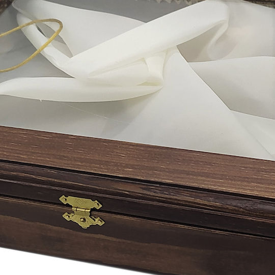 Korres Craft Country Wall-Mounted Rectangle Wedding Crown Case Wooden Walnut Brown 26x37cm