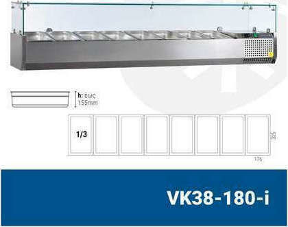 Tefcold Охлаждаща Витрина Настолна с Капацитет 8x1/3 ГН 180x39.5x22.5см