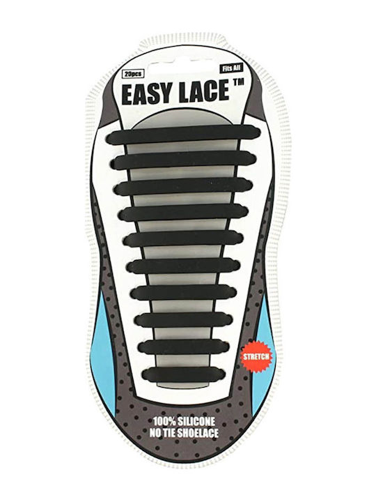 Easy Lace Shoelaces Silicone Black 20pcs Easy Lace Elastic Black Shoelaces