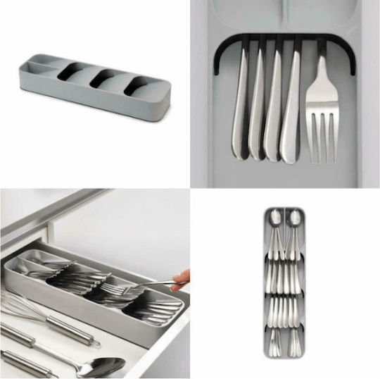 Tavă pentru tacâmuri de sertar din plastic 39.5x11x5cm Gri