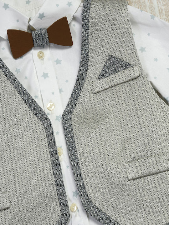 Lollipop Boys Baptism Suit with Vest 5pcs Khaki